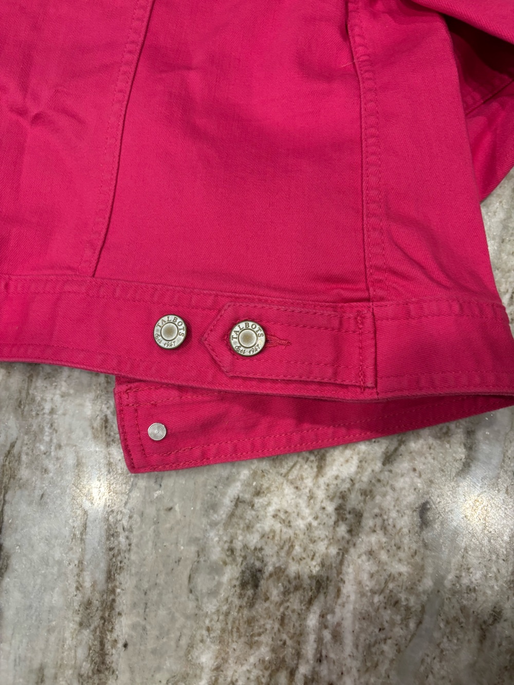 Talbots Women's Pink Ruffle-Trim Denim Jacket size SP - Picture 9 of 9